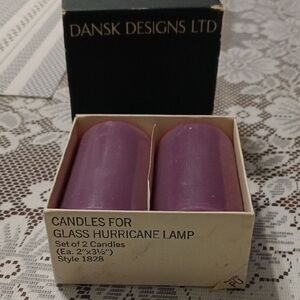 Dansk Designs Purple Glass Hurricane Lamp Candles - Set of 2